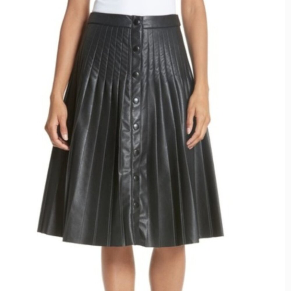 Rebecca Taylor Faux Leather Pleated Skirt